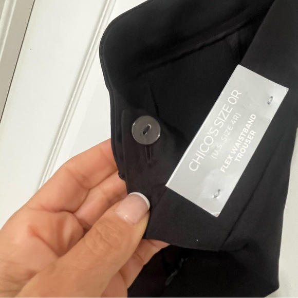 NWT - Chico’s Black Satiny Flex Waistband Trousers Size 4 - Picture 8 of 14